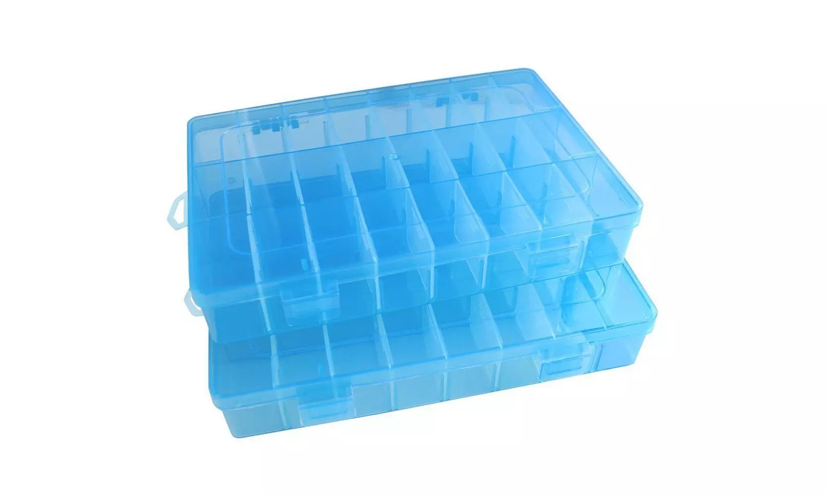 2-Pack 24 Grids Plastic Storage Box Jewelry Earring Tool Containers Organizer