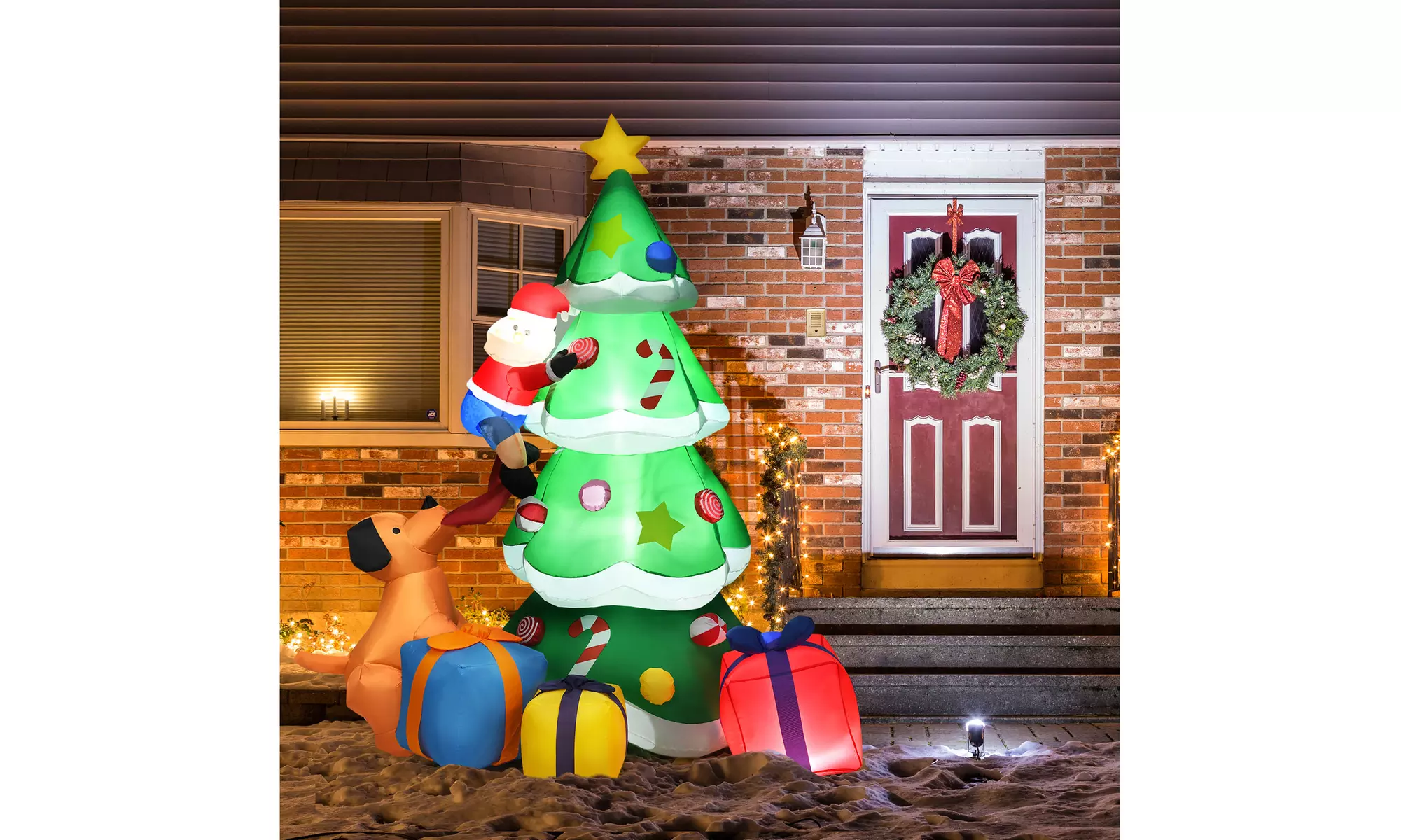 Costway 7 FT Inflatable Christmas Tree Santa Decor w/LED Lights Yard Decoration