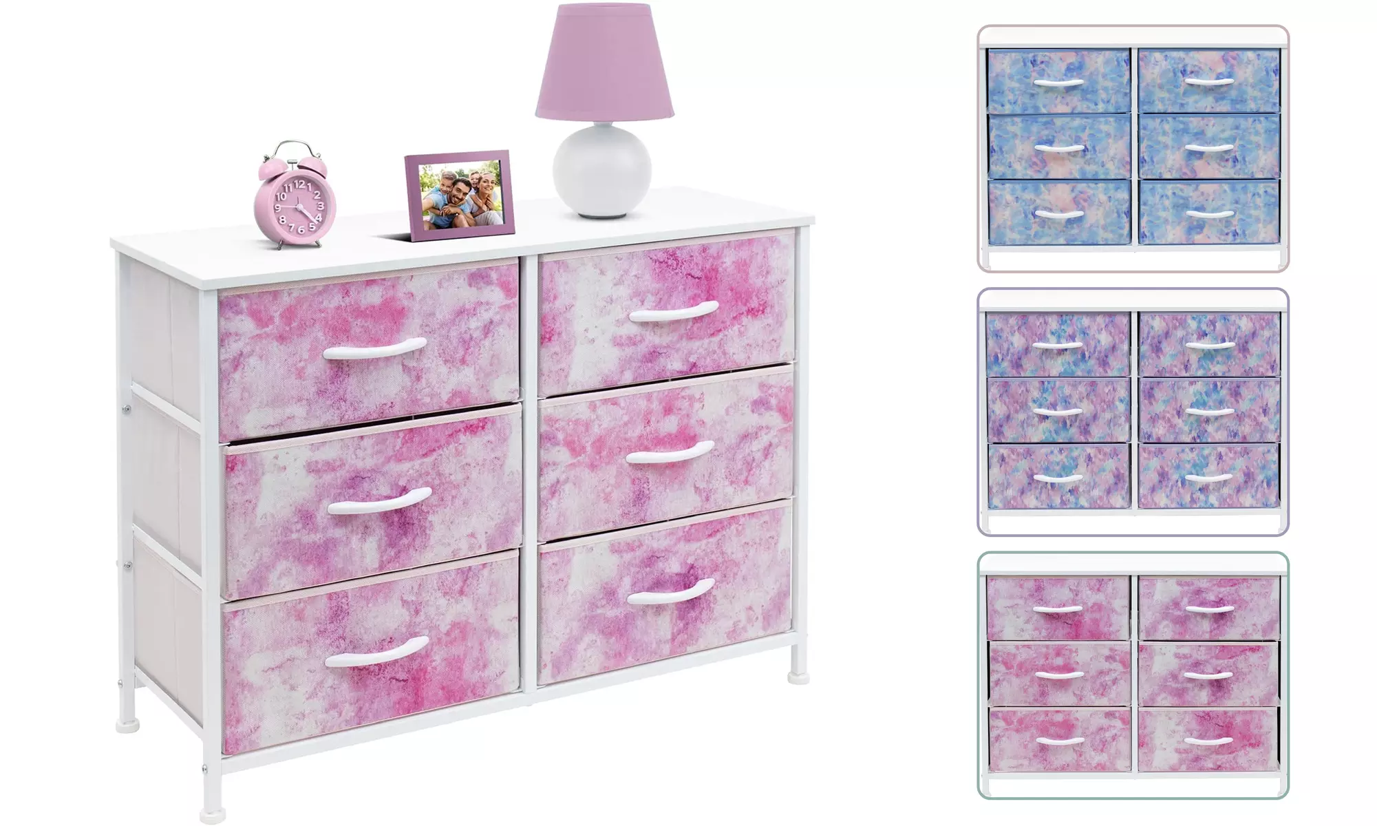 Tie-Dye Dresser w/ 6 Drawers - Bedroom Furniture Storage Chest Organizer Unit - Primary Image