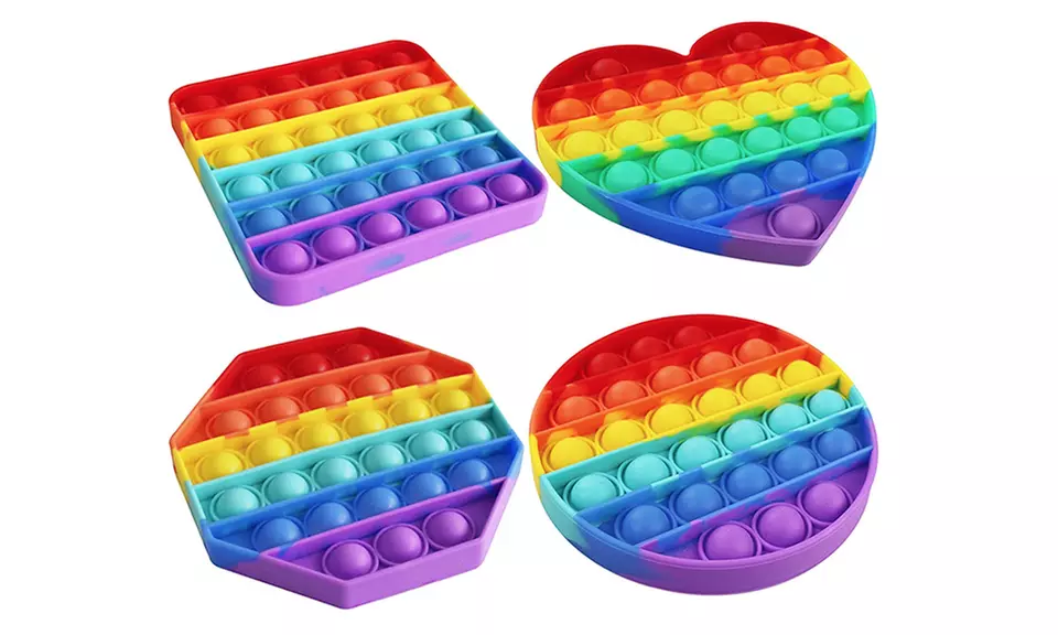 4pk Rainbow Bubble Push Pop Fidget Sensory Toy - Primary Image