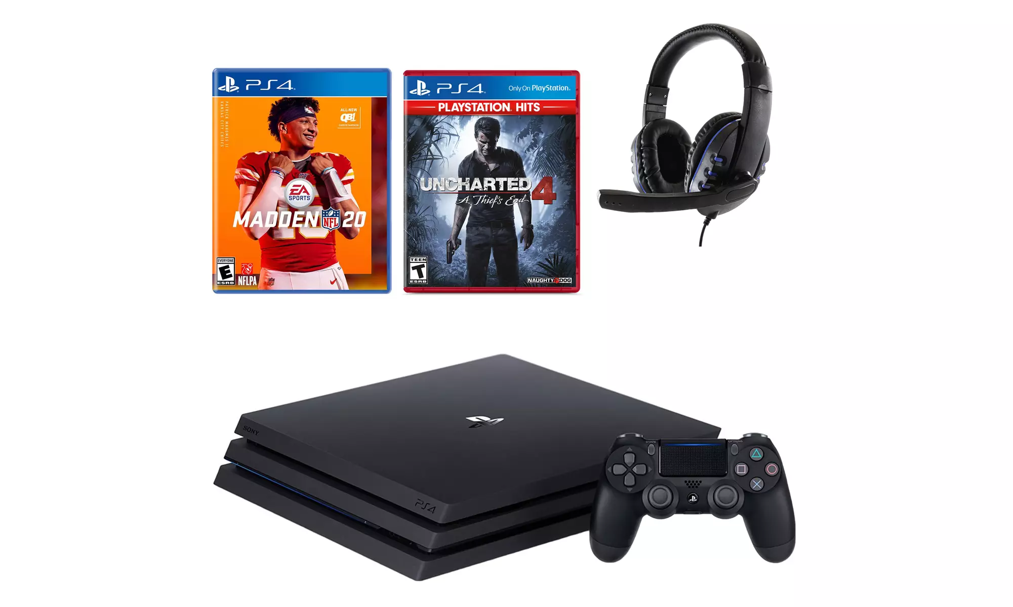 PlayStation 4 Pro with Madden 20, Uncharted, and Accessories - Primary Image