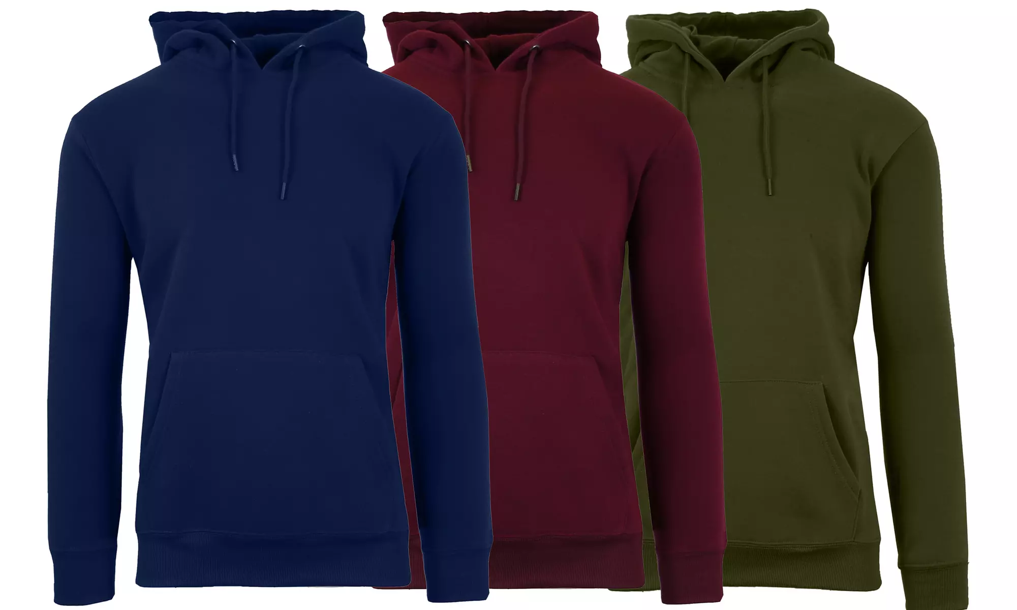 3-Pack Men's Classic Fleece Pullover Hoodie (Sizes, S-2XL)
