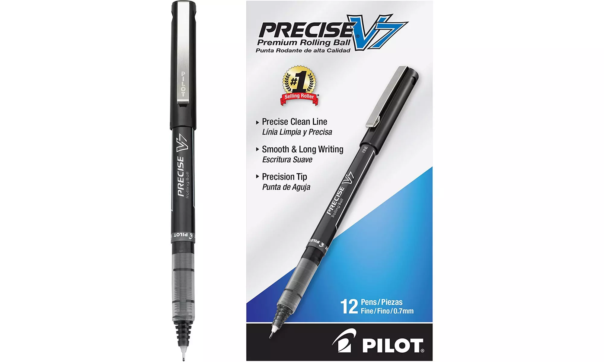 Pilot Precise Stick Rolling Ball Pens, Fine Point, Dozen Box, Black Ink (35346) - Primary Image