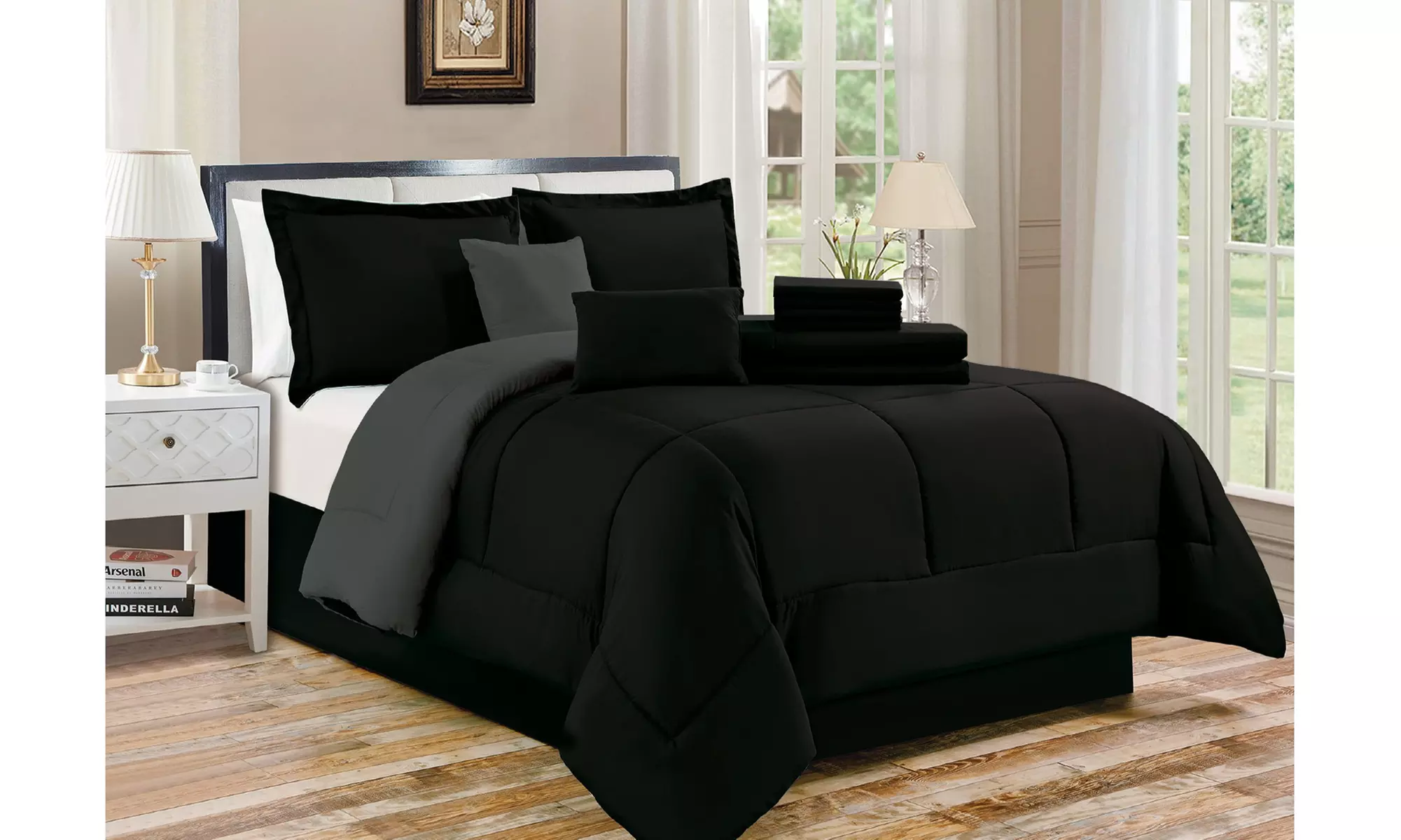 12 Piece Solid Reversible Bed In A Bag Comforter Set - Primary Image