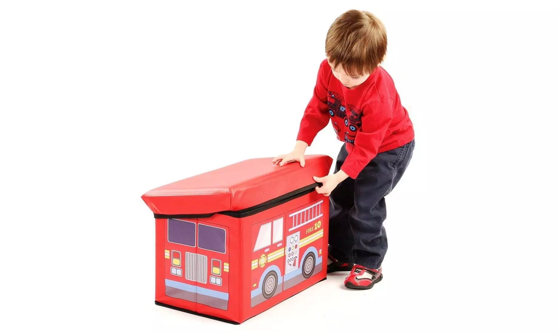 Fire truck toy box fashion and storage bench