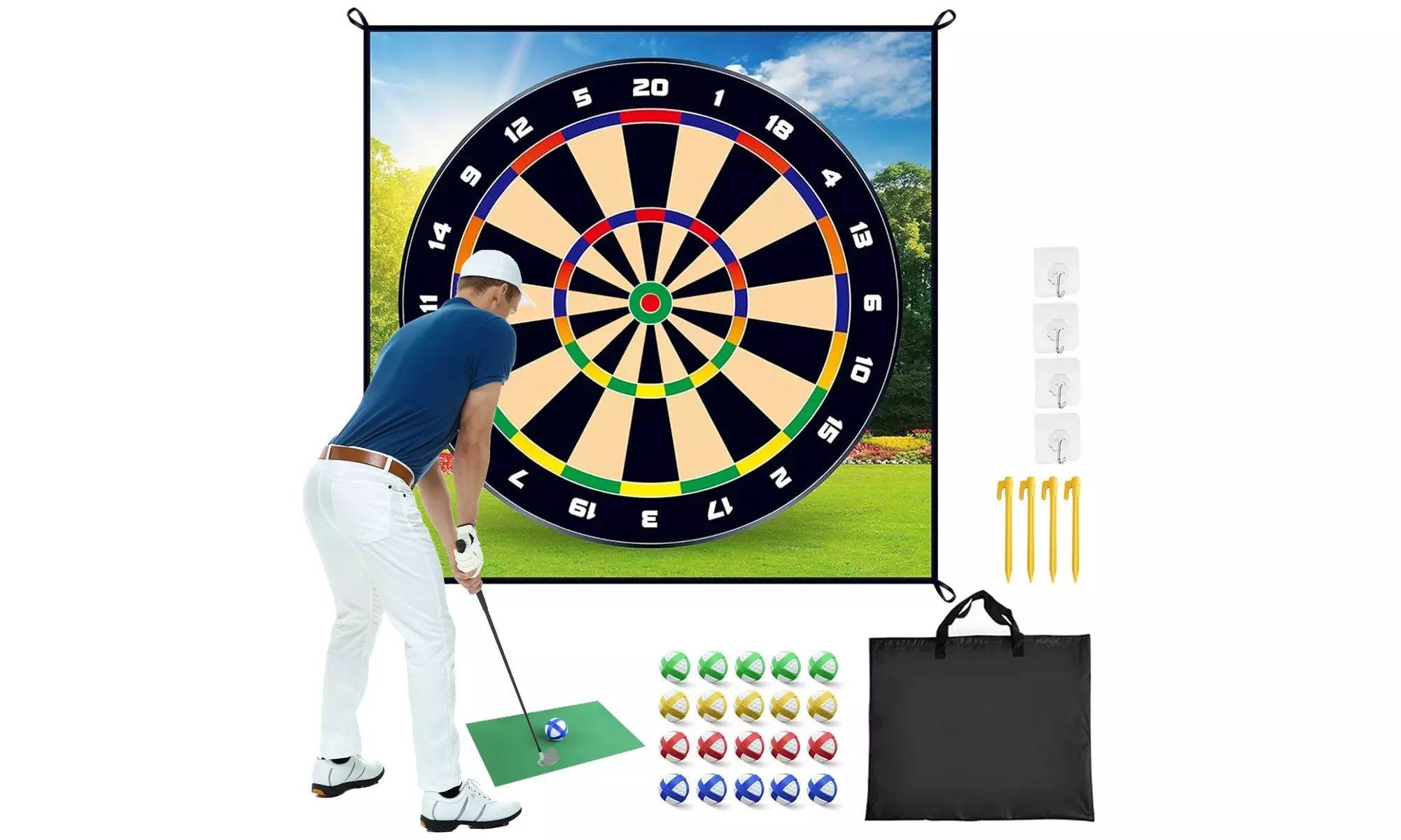  iMounTEK Golf Chipping Game Set with Practice Mat and Sticky Golf Balls