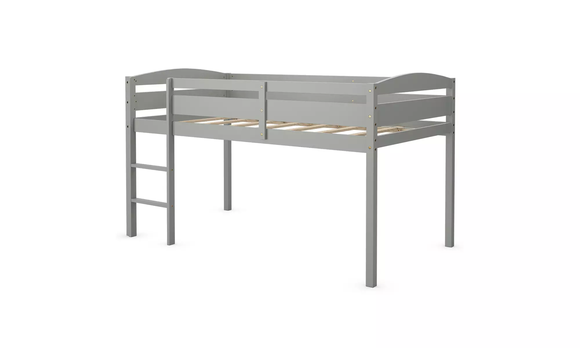 Costway Twin Low Loft Bunk Junior Bed Bedroom Wooden Guard Rail Ladder Grey - Primary Image