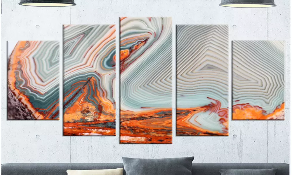 Beautiful Lake Superior Agate - Multipanel Abstract 5 Panel Metal Wall Art Sets - Primary Image