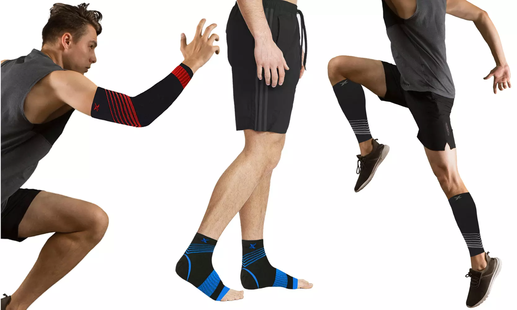 XTF Ultra V-Striped Calf, Elbow or Ankle Compression Sleeves (1-Pair) - Primary Image