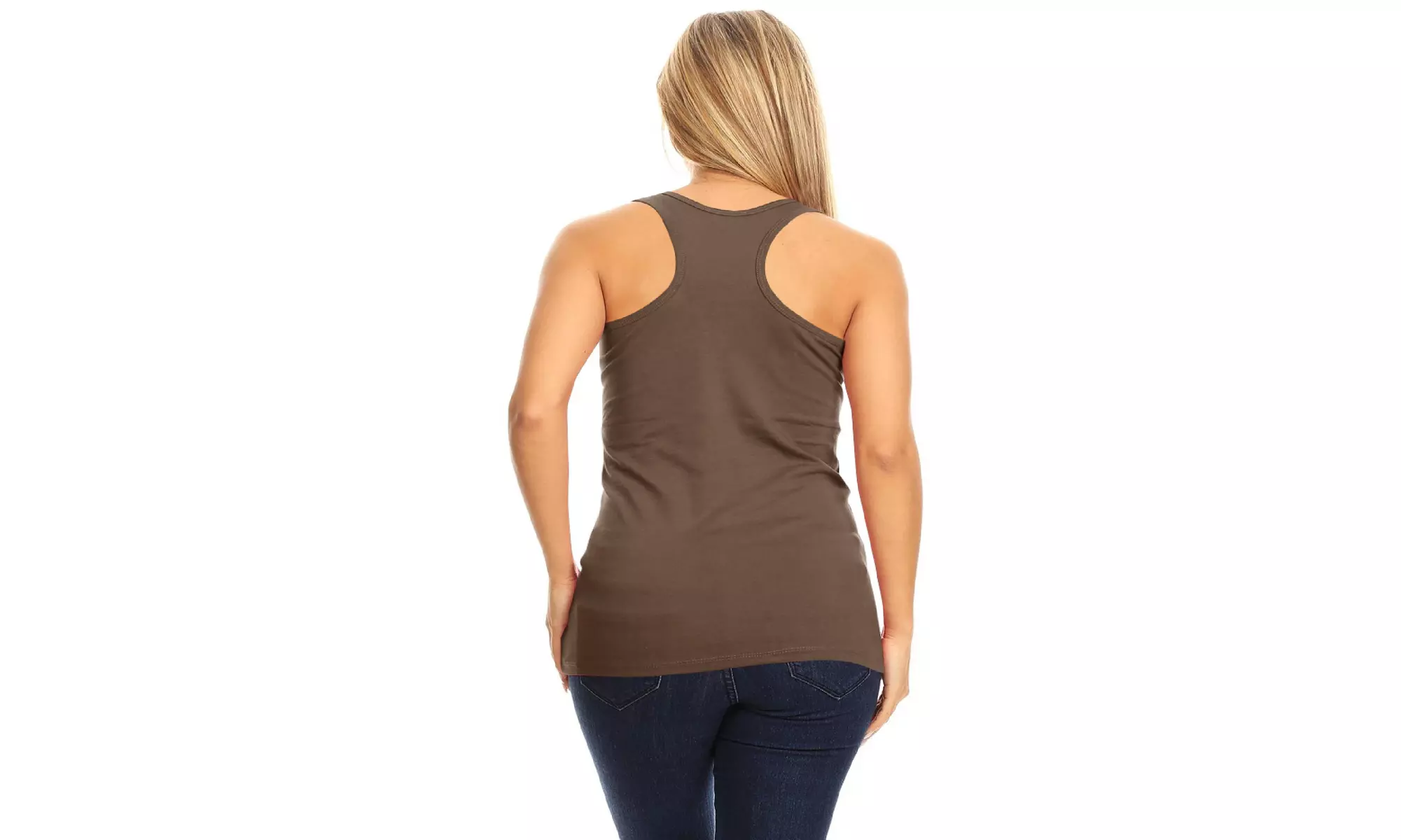 Basic Solid racerback tank top with scoop neck