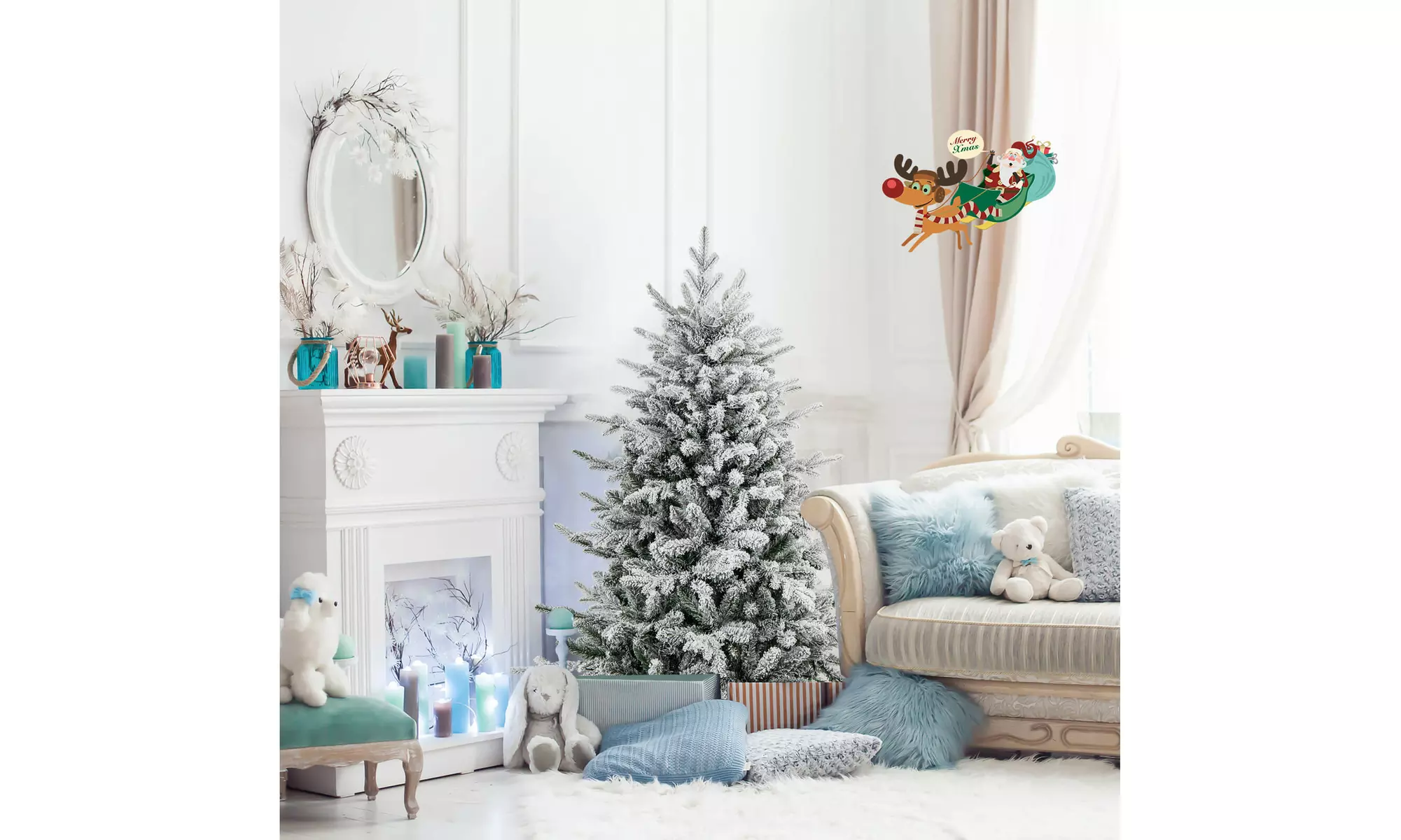 Costway 4.5/6/7 FT Christmas Tree with 8 Lighting Modes Multi-Color LED Lights