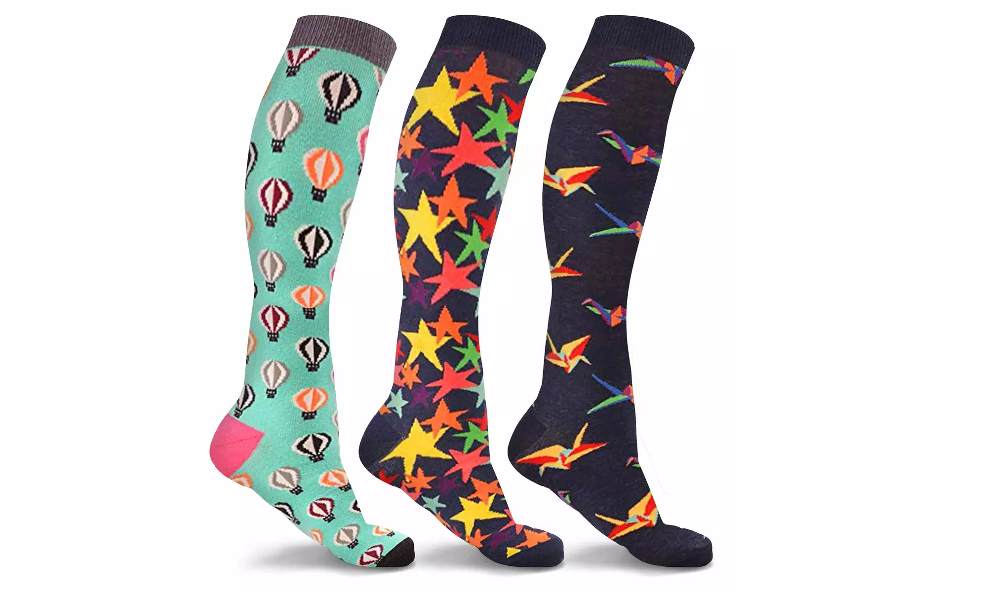 DCF Pop Print Knee High-Compression Sock Collection (3-Pack or 6-Pack)