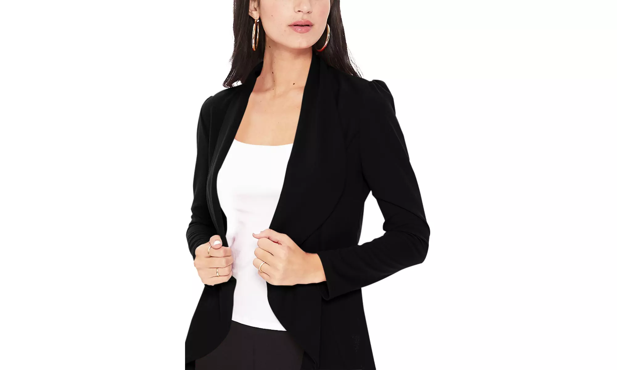 Casual Long Sleeves Open Front Office Wear Solid Blazer Jacket S-3XL