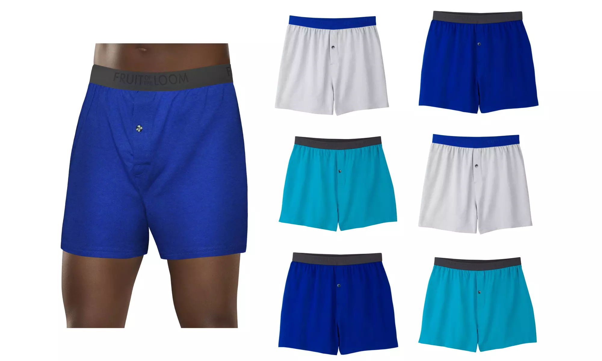 Fruit of the Loom Men's Knit Boxers Breathable Cooling Cotton Micro-Mesh 6-Pack - Primary Image