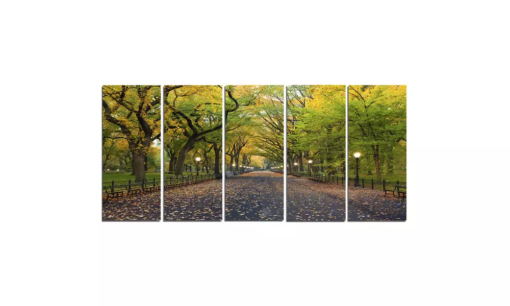 The Mall Area in Central Park - Large Landscape 5 Panel Metal Wall Art - Second Medium