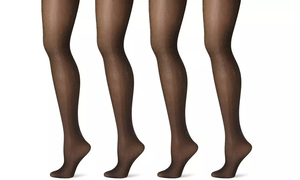 (4-Pack) Women's Leggs Gold Shimmer Fashion Tights - Primary Image