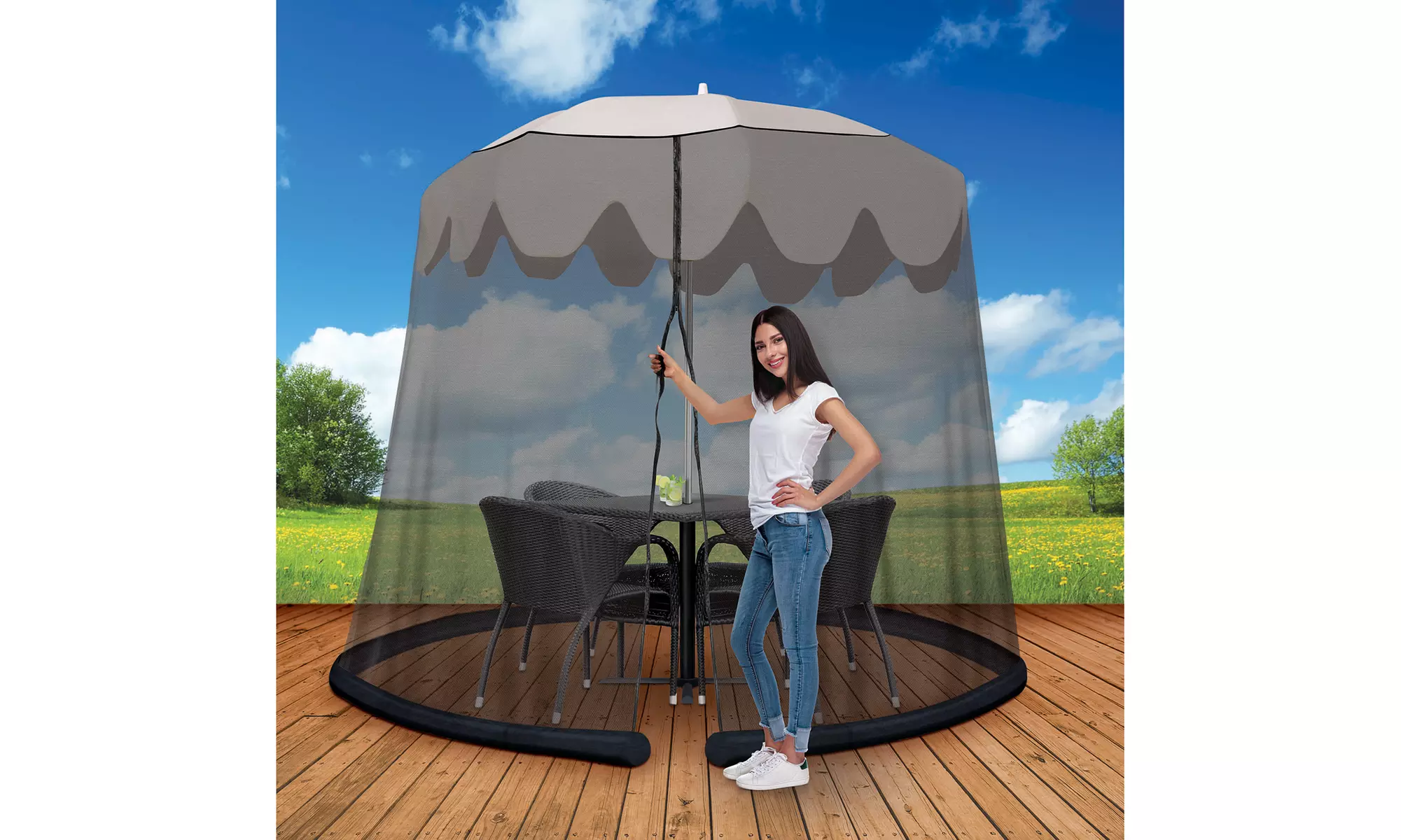 Zippered Umbrella Table Screen - Primary Image