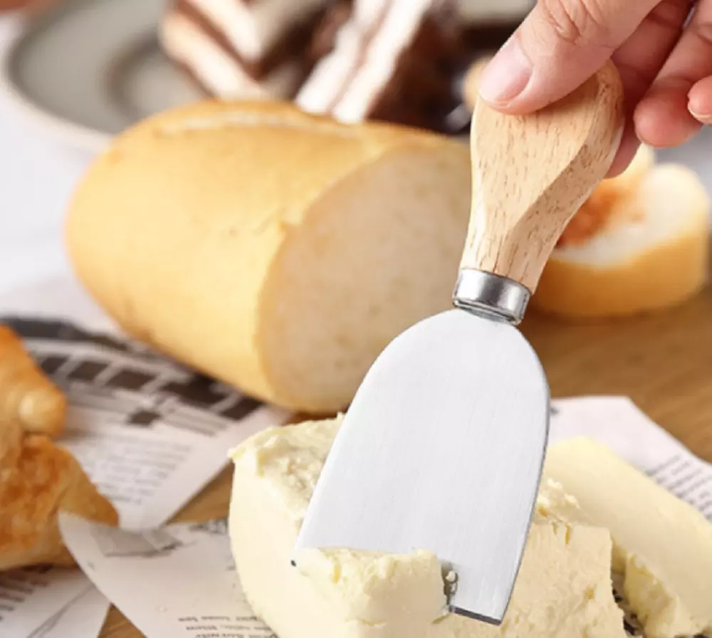 4 Pcs Stainless Steel Cheese Knife Set with Wooden Handle-Cheese Slicer Cutter