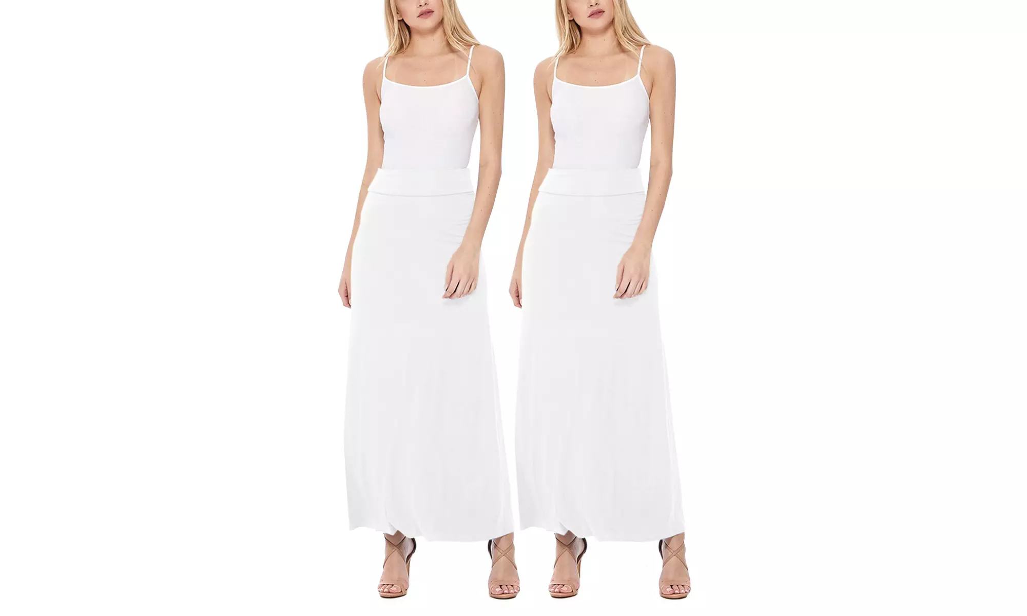 Women's Casual High Waist A-Line Maxi Long Skirt (Pack of 2)