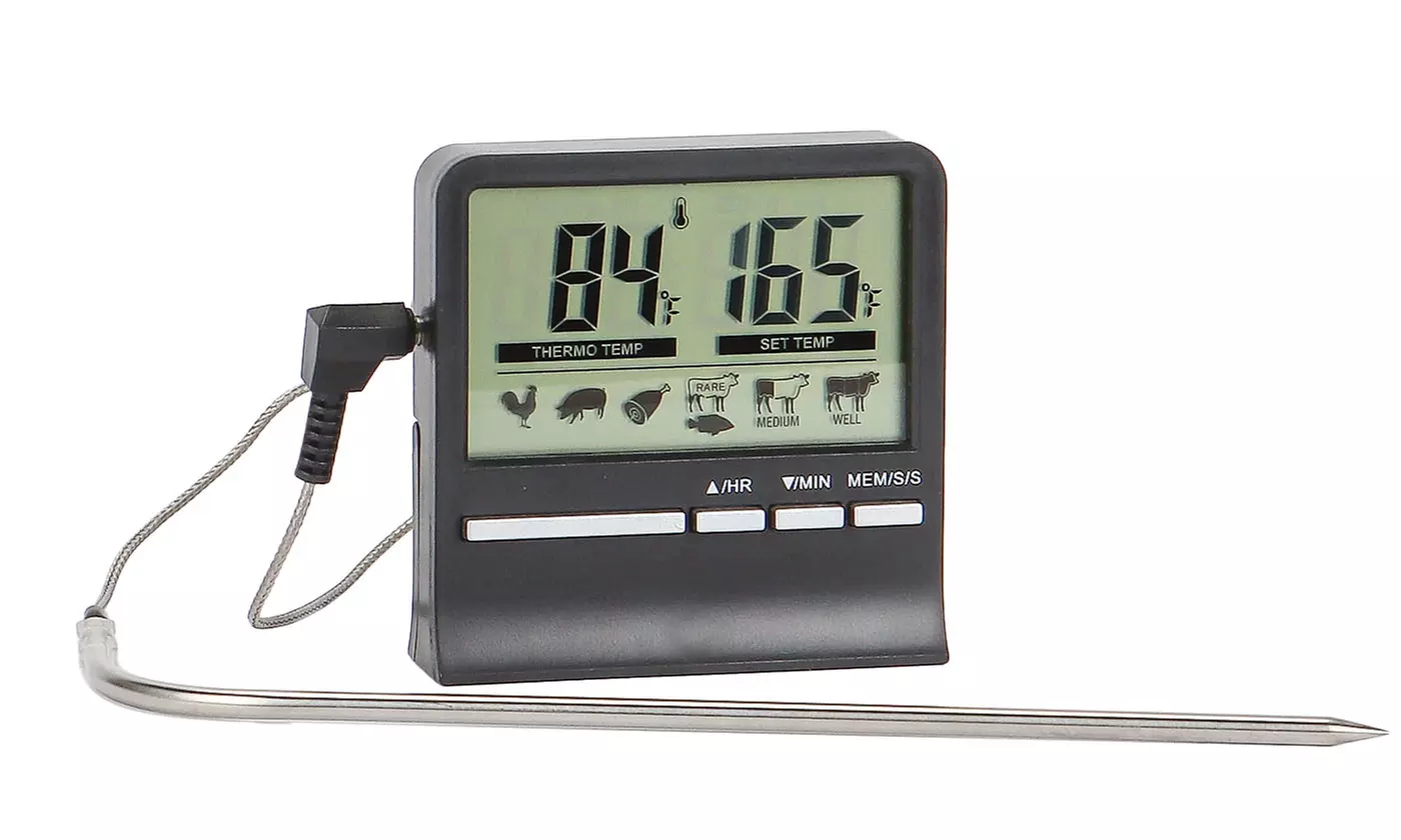 Digital Meat Thermometer for Cooking Long Probe Large LCD Display Instant Read