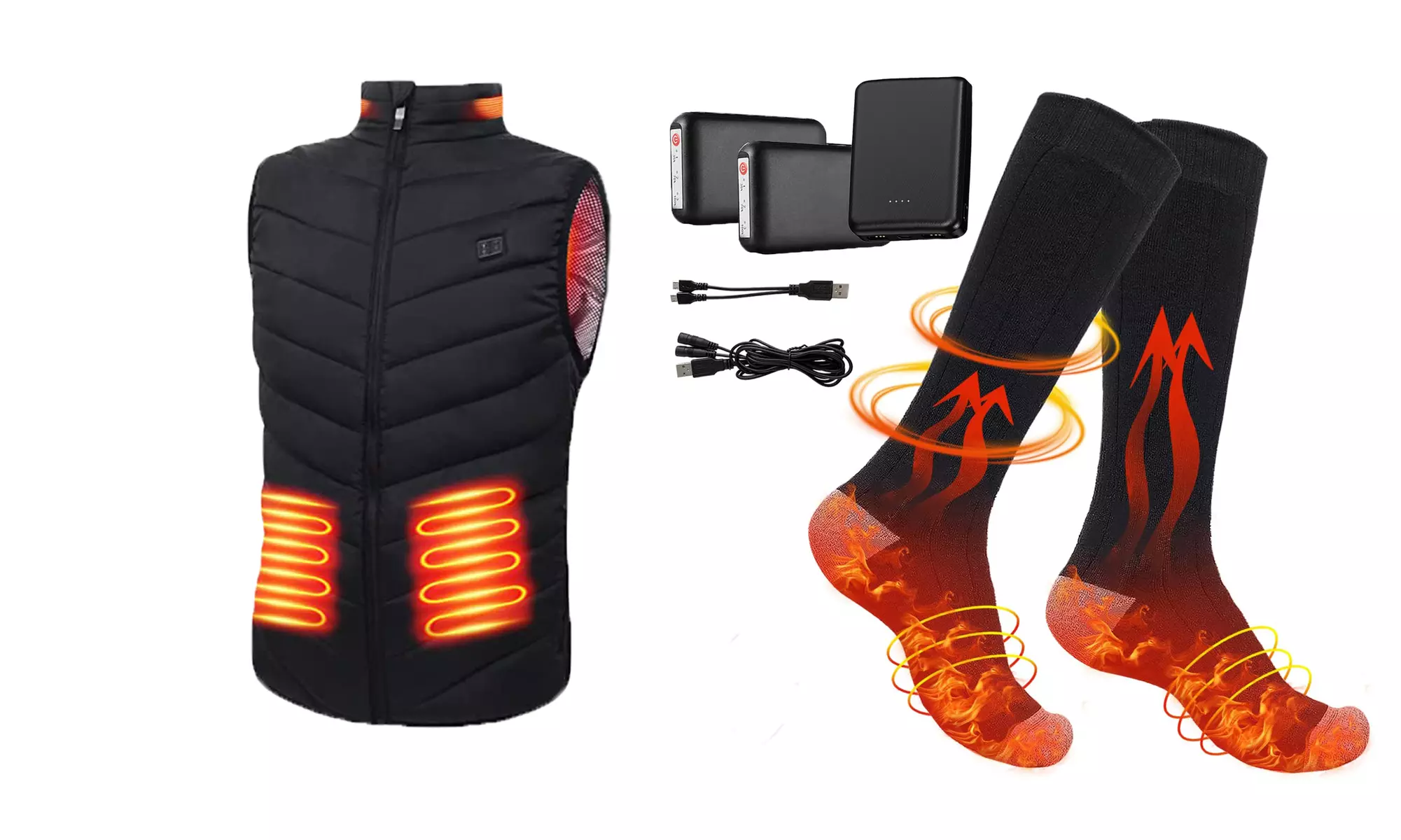 5 Zone Heated Vest Heated Jacket Warmer Socks with Battery Pack for Xmas Gifts - Second Medium