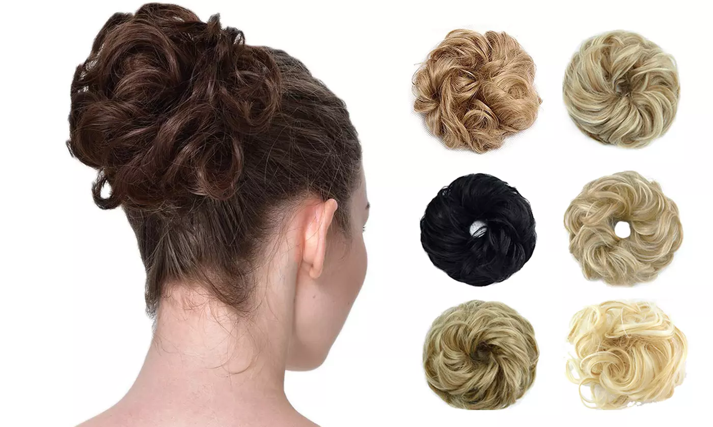 Messy Hair Bun Hair Natural Curly Scrunchies Extension Wavy Messy Synthetic - Primary Image