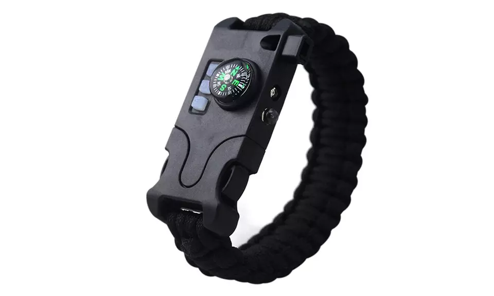 8-in-1 Paracord Survival Bracelet Rechargeable w/ Laser Infrared Light - Primary Image