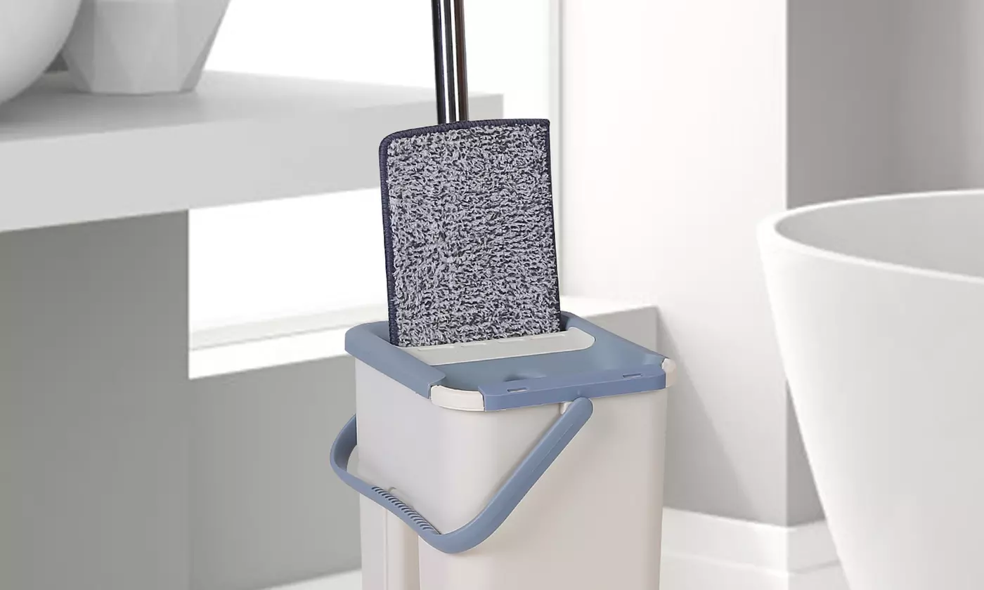iMounTEK Flat Floor Mop Bucket Set with 10 Replacement Microfiber Mop Pads
