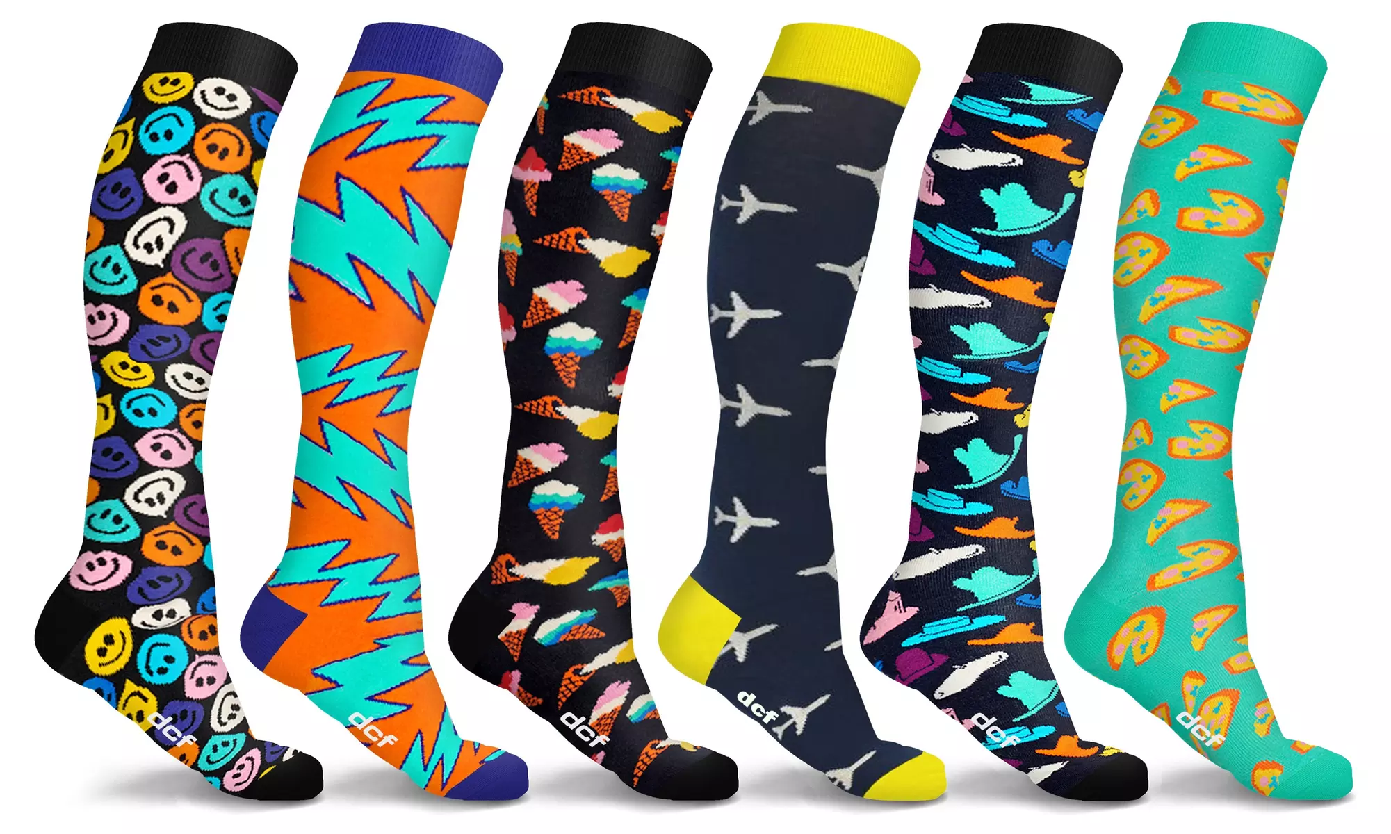DCF Pop Print Knee High-Compression Sock Collection (3-Pack or 6-Pack)
