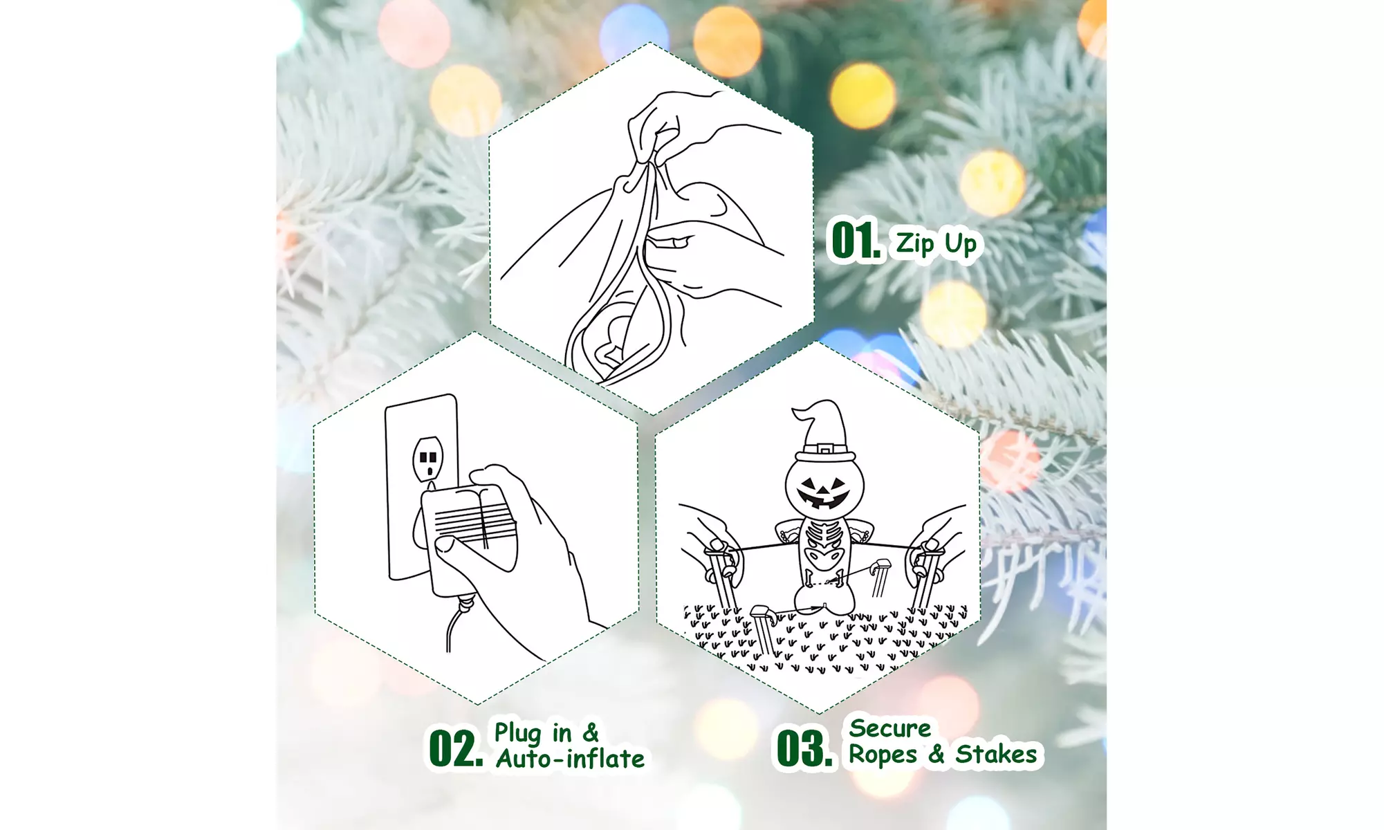 7.5 Ft Inflatable Santa Double Deer w/Sled Christmas Outdoor Decoration