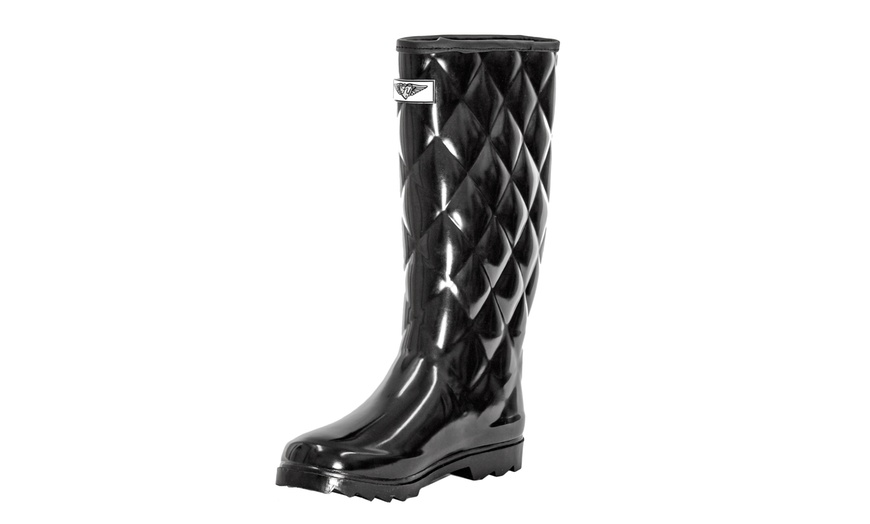 quilted rubber rain boots