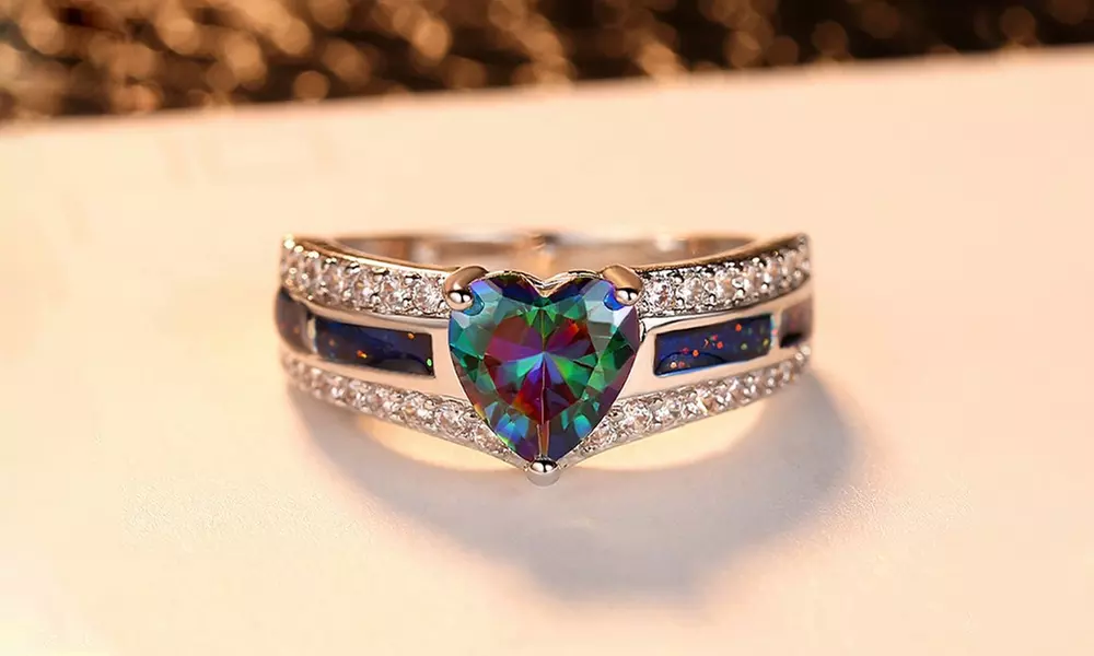 Leo Rosi Exquisite Rainbow CZ Ring in 18K White Gold Filled - Primary Image