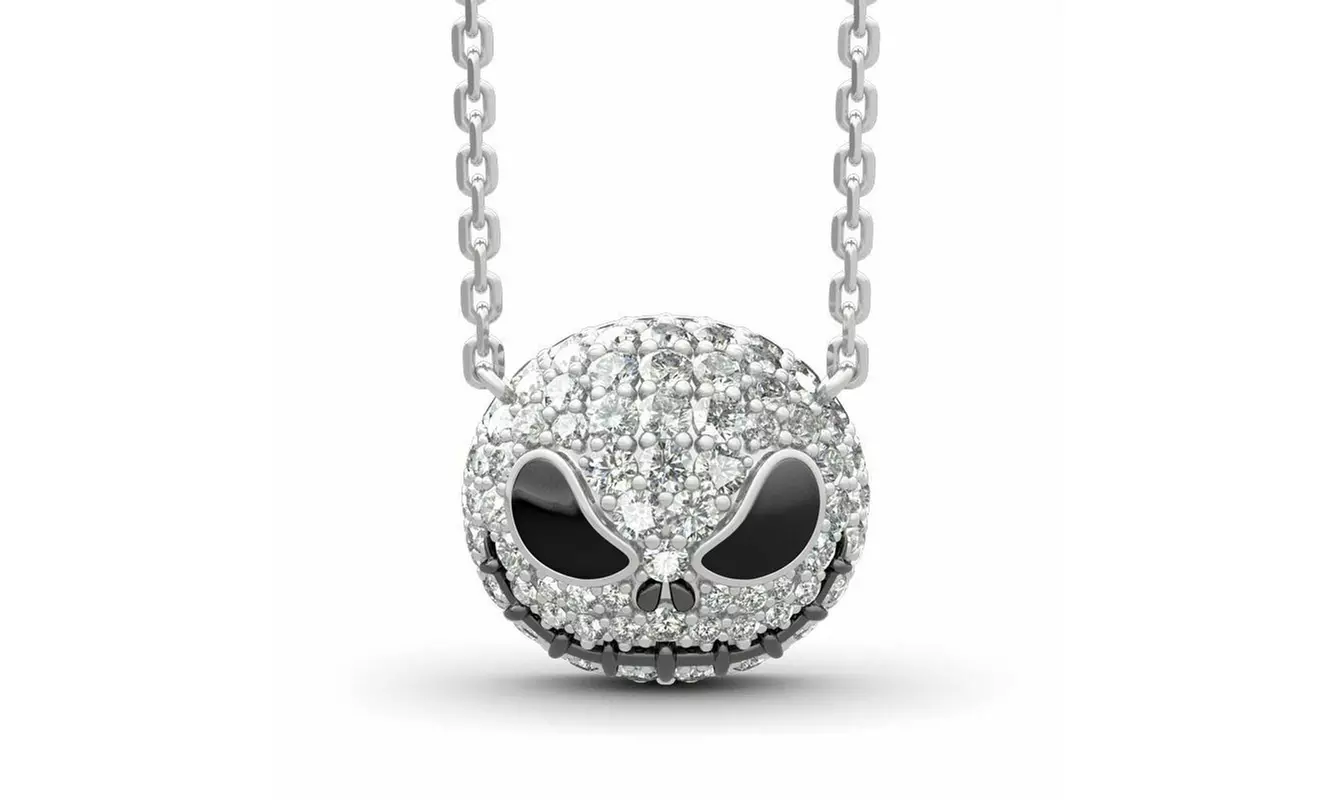 The Nightmare Before Christmas Skull Jack Necklace Crystal Pendant Jewelry - Primary Image