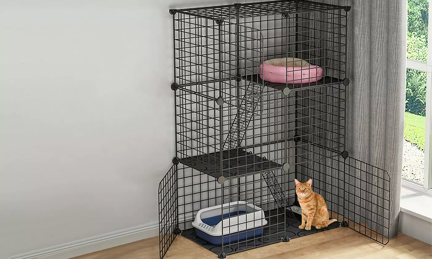 iMounTEK Cat Cage Enclosure Metal Cat House Crate Cat Playpen (3-Tier or 4-Tier) - Primary Image