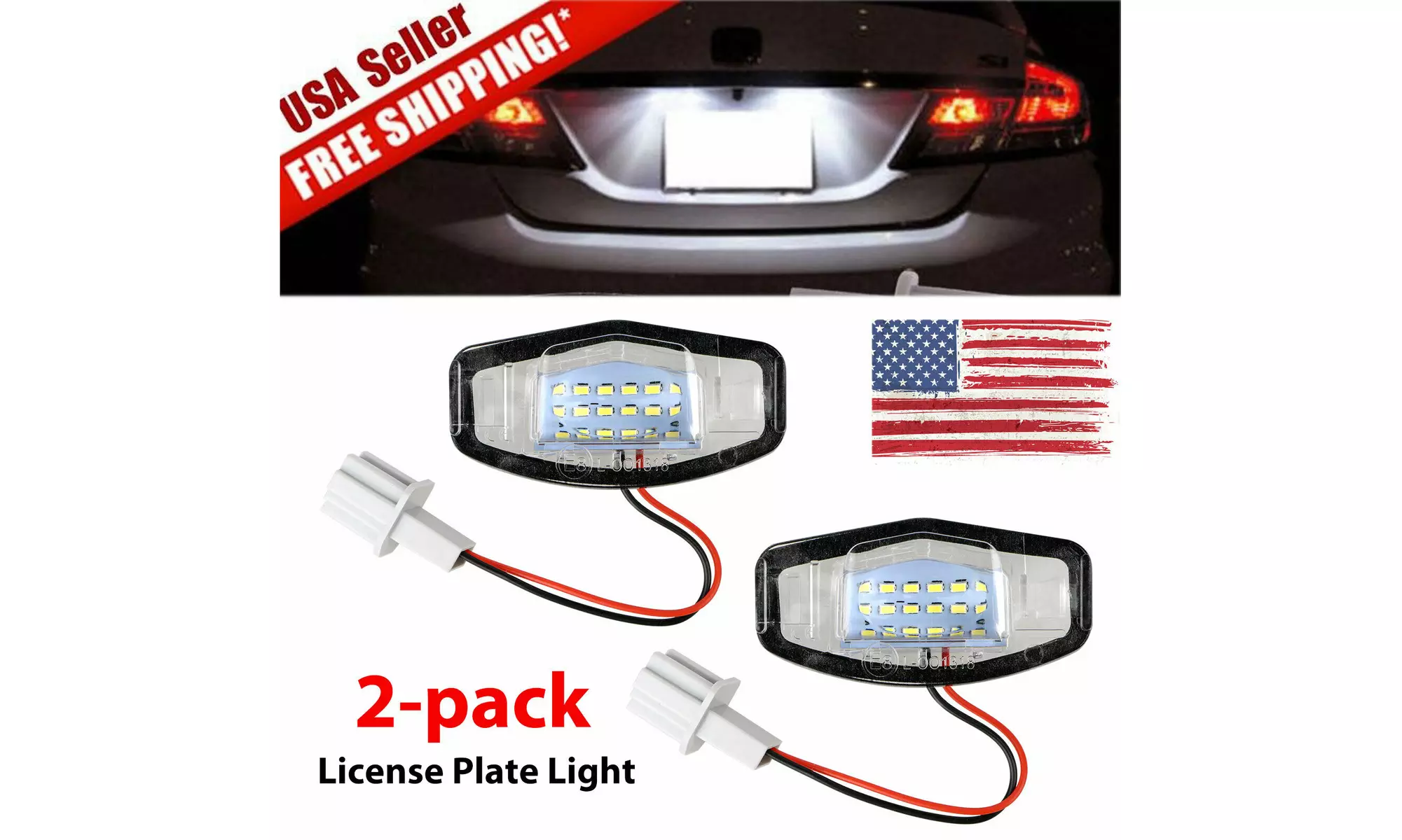 2x 18 LED License Plate Light Direct Fit For Acura TL TSX MDX Honda Civic Accord - Primary Image