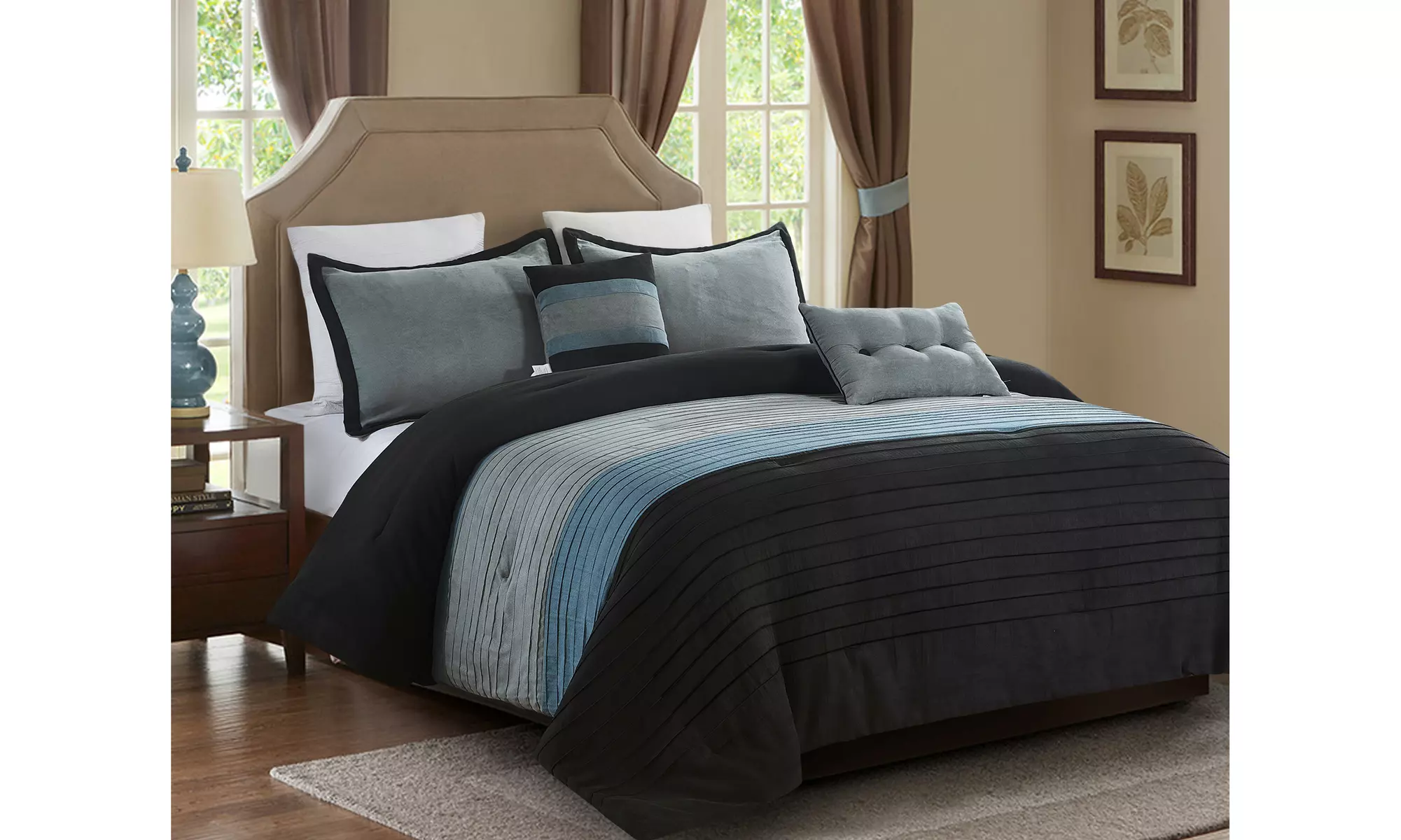 5 piece Micro Suede Comforter set - Primary Image
