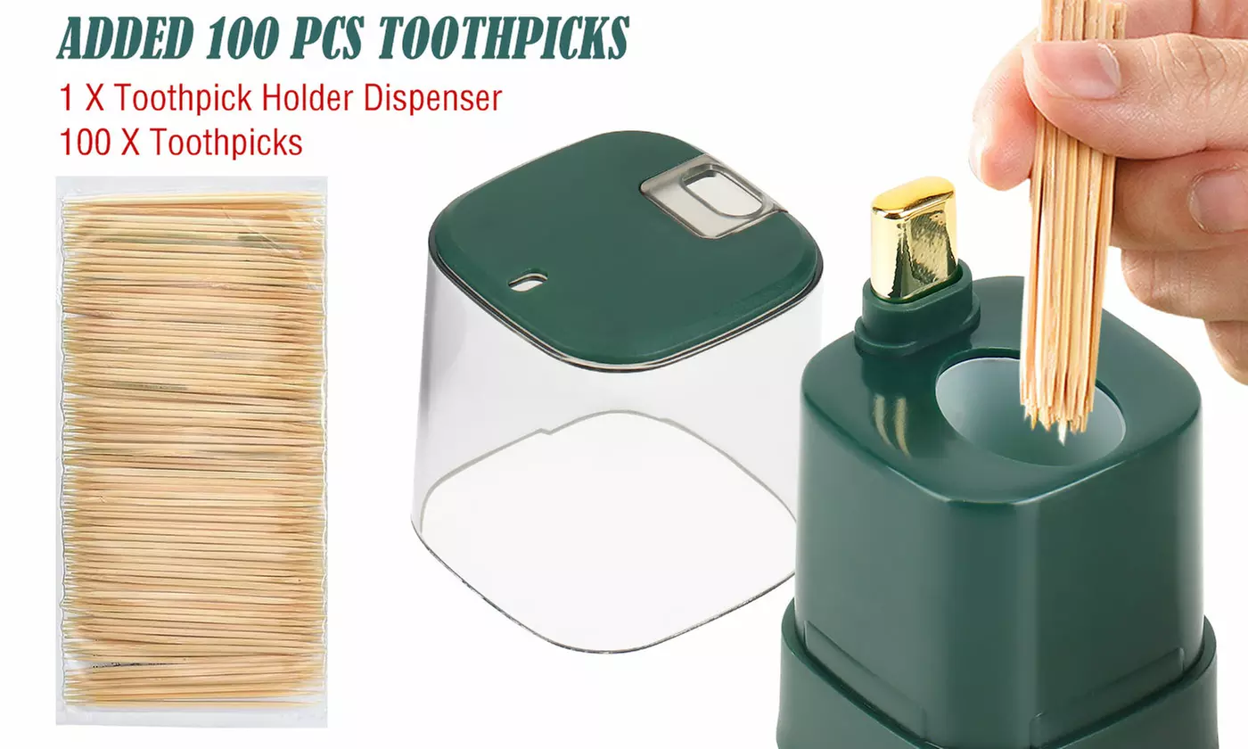 Automatic Pop-Up Toothpick Dispensers with 100 Toothpicks for Home Restaurant