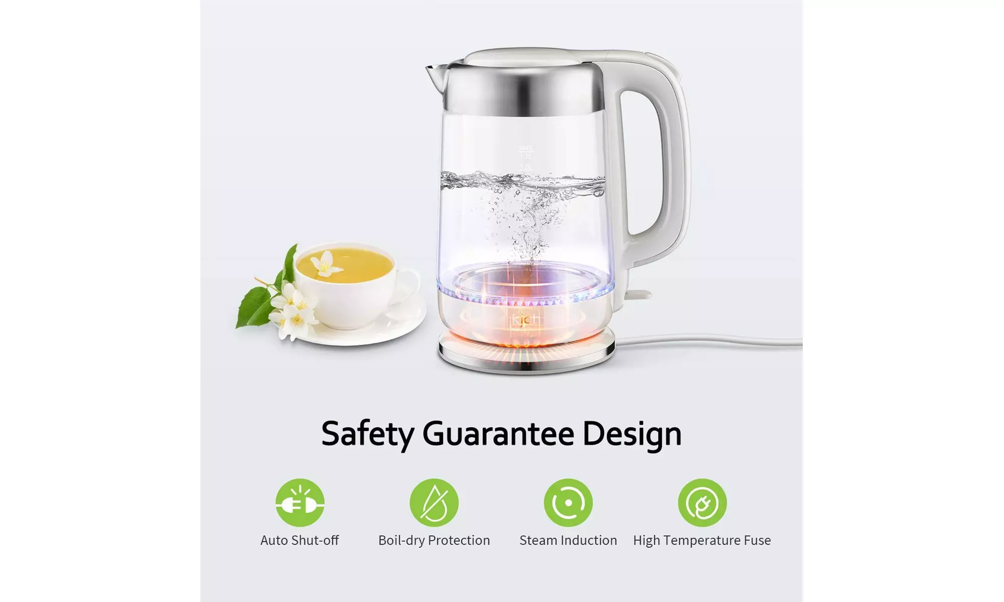 Hot Water Kettle, IKICH 1.7L BPA-Free Electric Kettle 1500W Fast Heating Water  - Second Medium