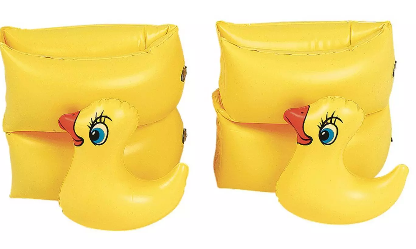 2 Yellow Funny Duckie Inflatable Swimming Pool Arm Floats for Kids - Primary Image
