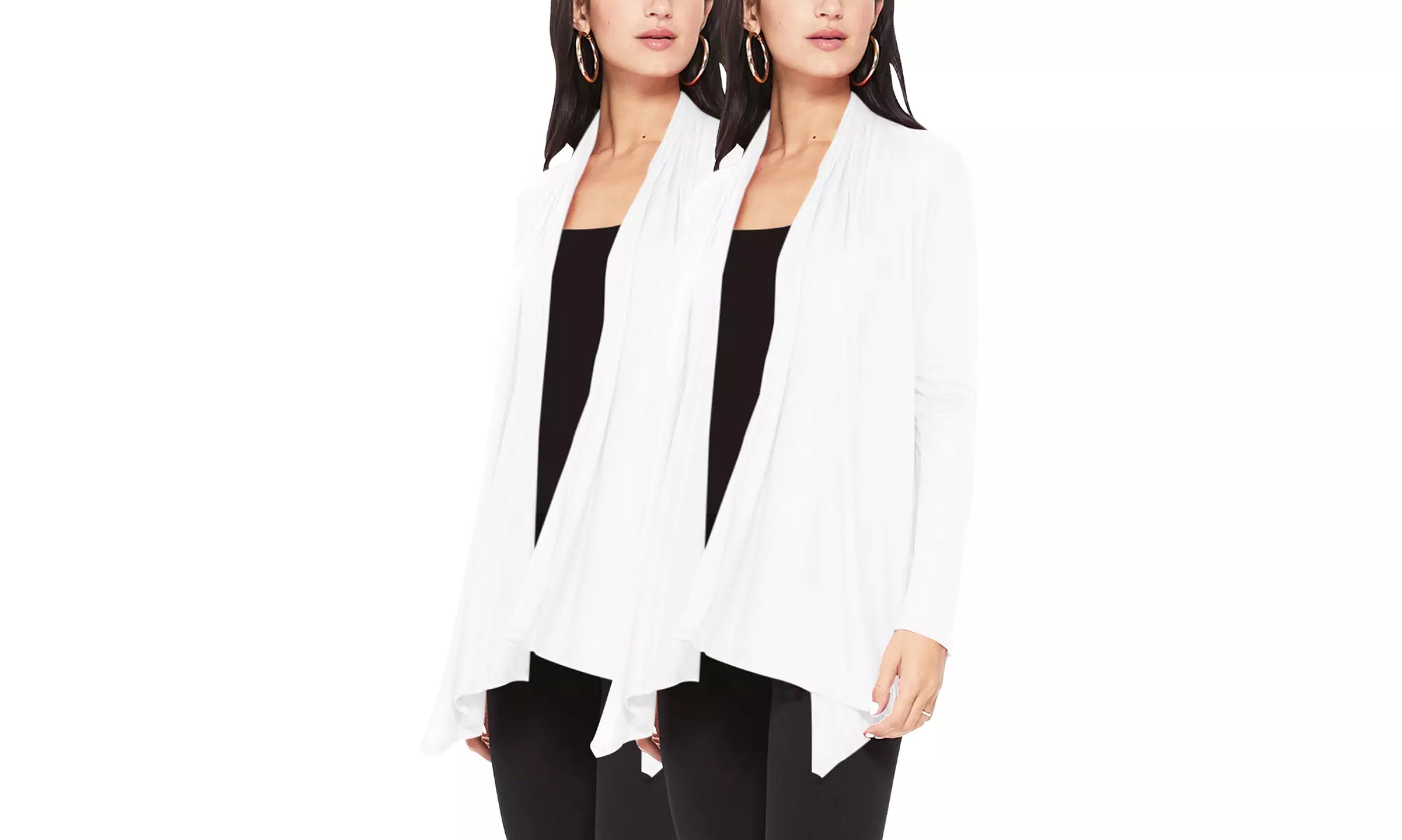 Women's Casual Long Sleeve Open Front Draped Cardigan (Pack of 2)