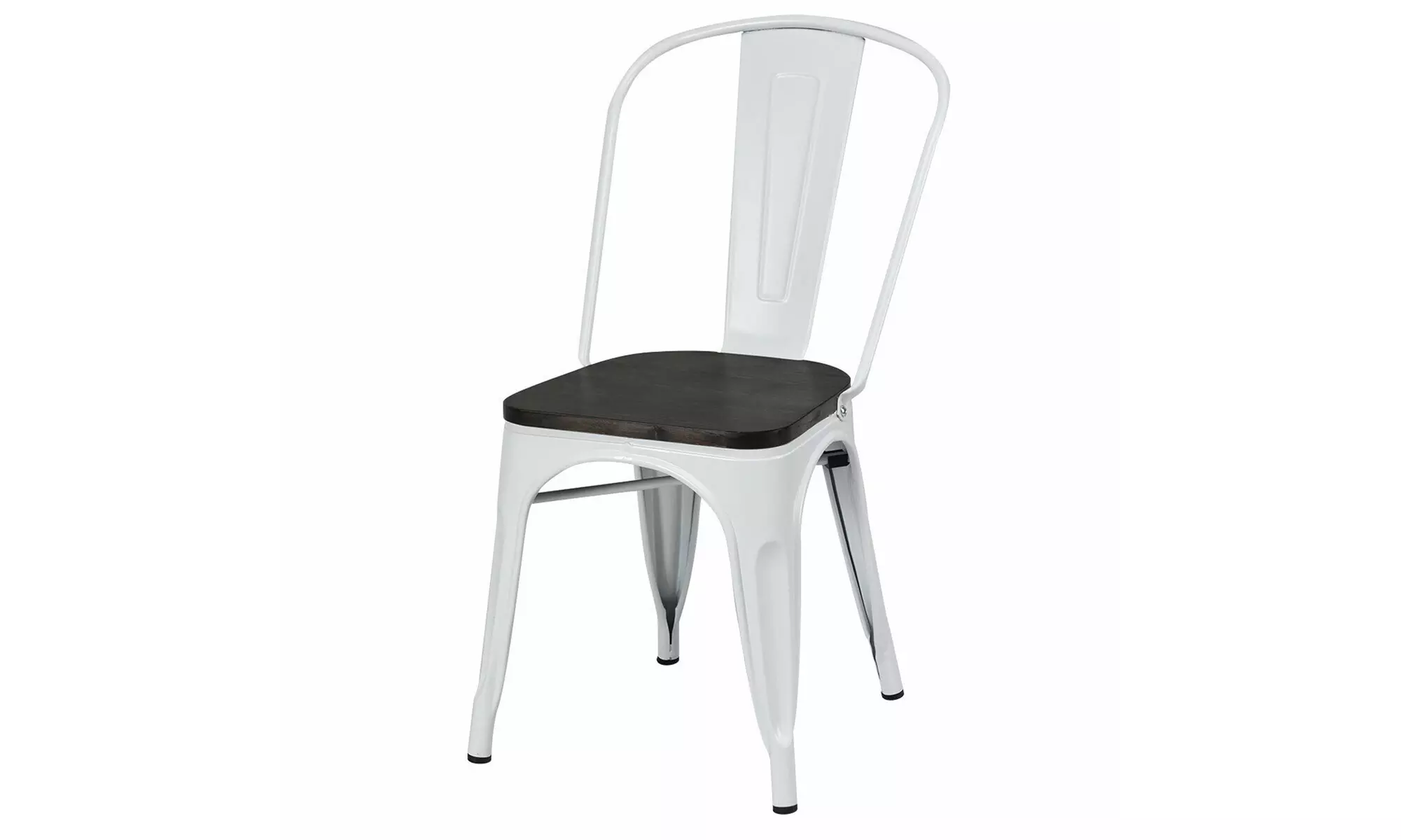 Costway Set of 4 Tolix Style Metal Dining Side Chair Wood Seat Stackable