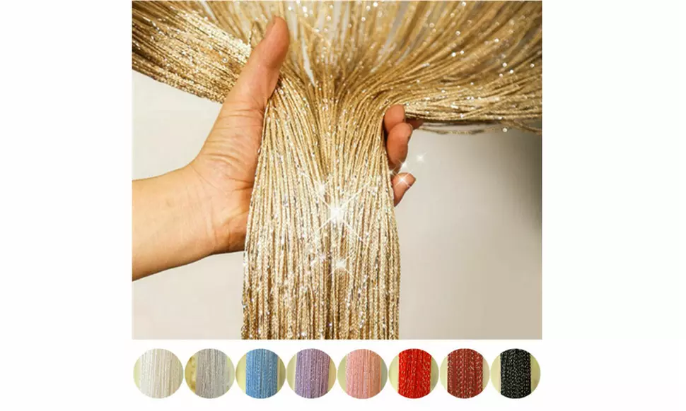 Glittering String Door Curtain Room Dividers Fringe Window Panel - Primary Image