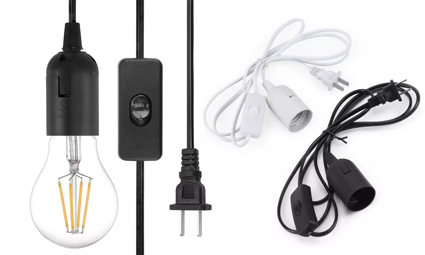 E26 E27 Light Bulb Socket to AC Wall Outlet Plug Adapter On/Off Switch - Primary Image