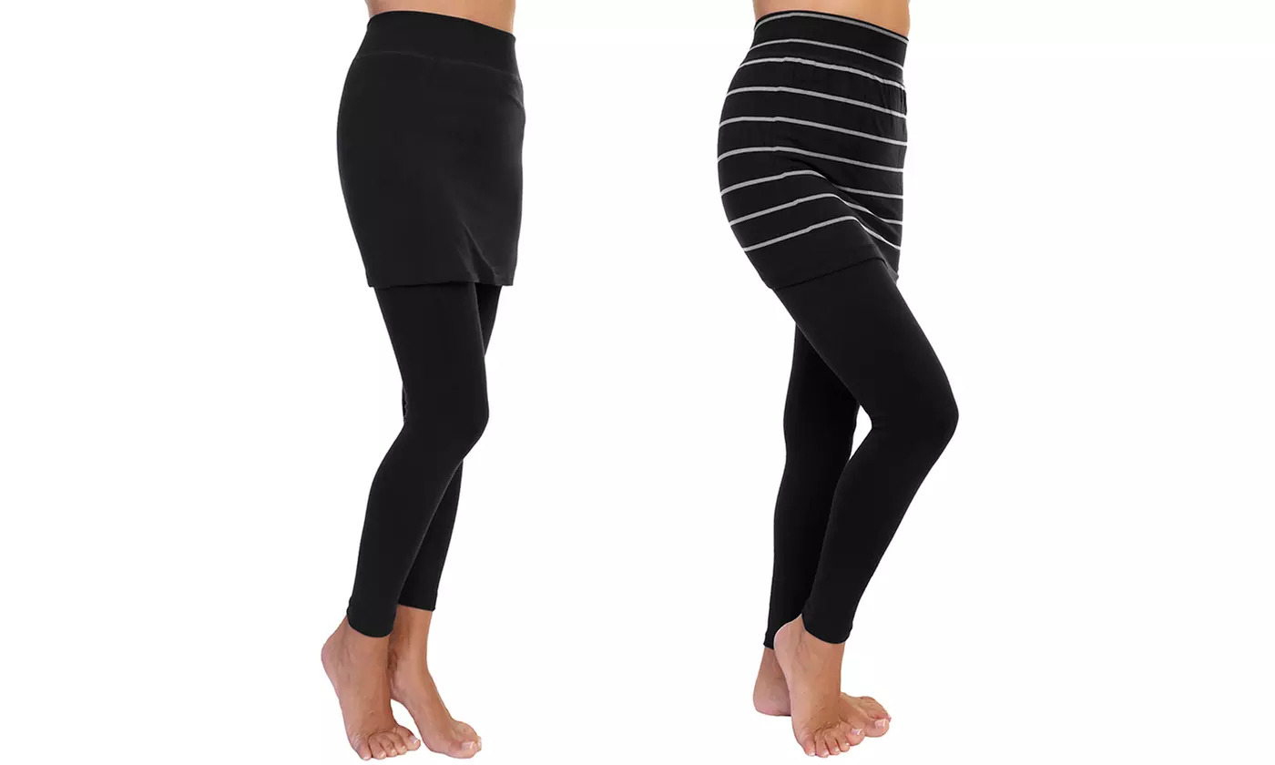 Angelina 2-Pack Women's Skirted Leggings