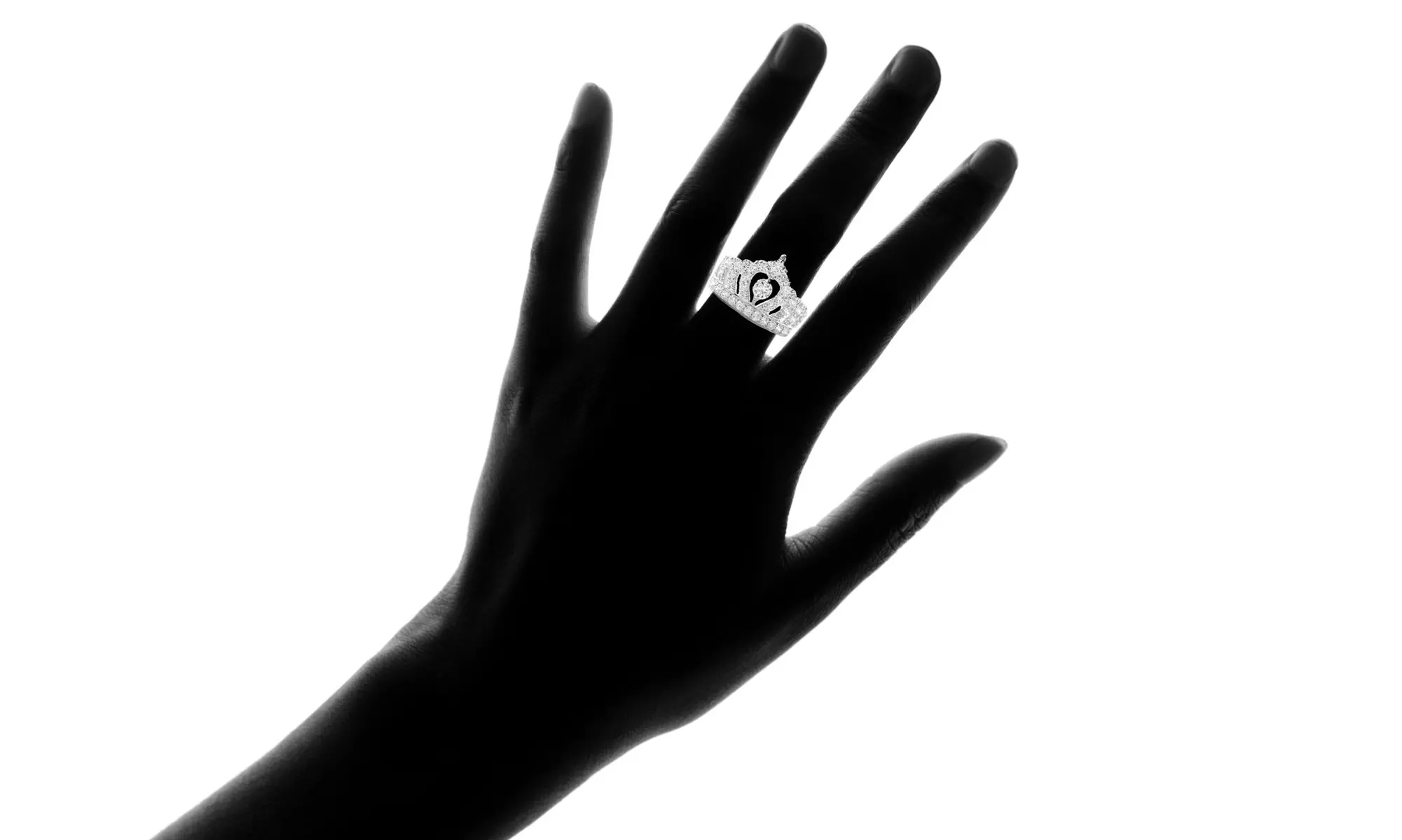 18K White Gold Crystal Tiara Crown Ring Made With Crystals From Swarovski