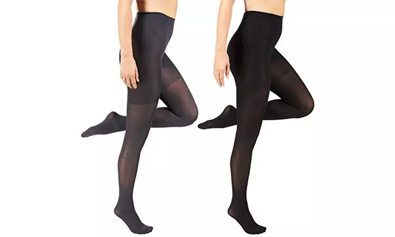 Marilyn Monroe Womens Ladies 2Pack Control Top Footed Opaque Tights - Second Medium