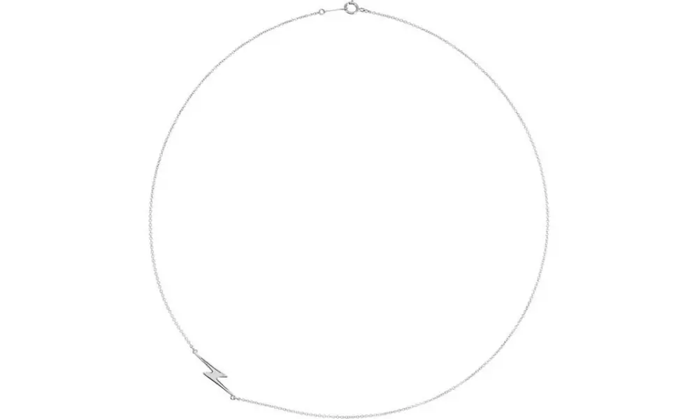 White Gold Plated Lightening Bolt 16 Inch Necklace