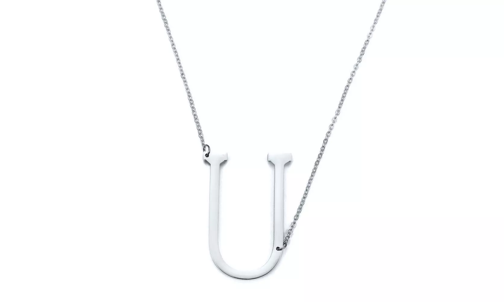 LESIES Big Letter Necklace Stainless Steel Initial Pendant