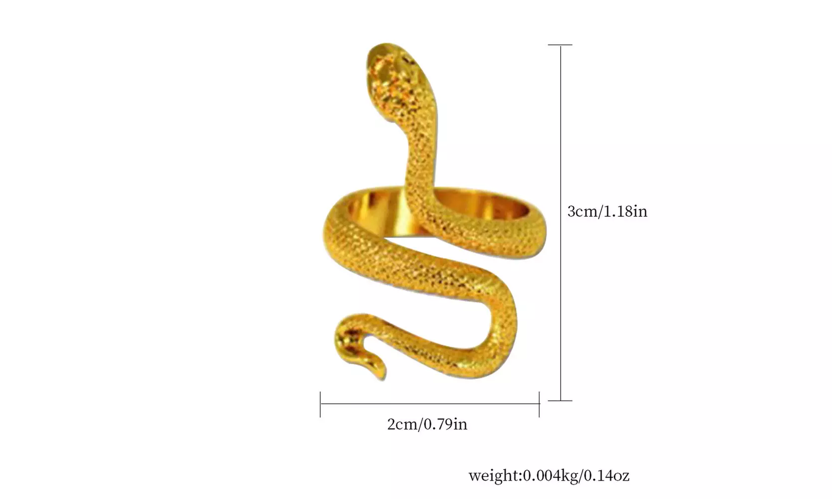 US 1-2 Stainless Steel Ring Snake Gothic Jewelry Retro Animal Adjustable Unisex