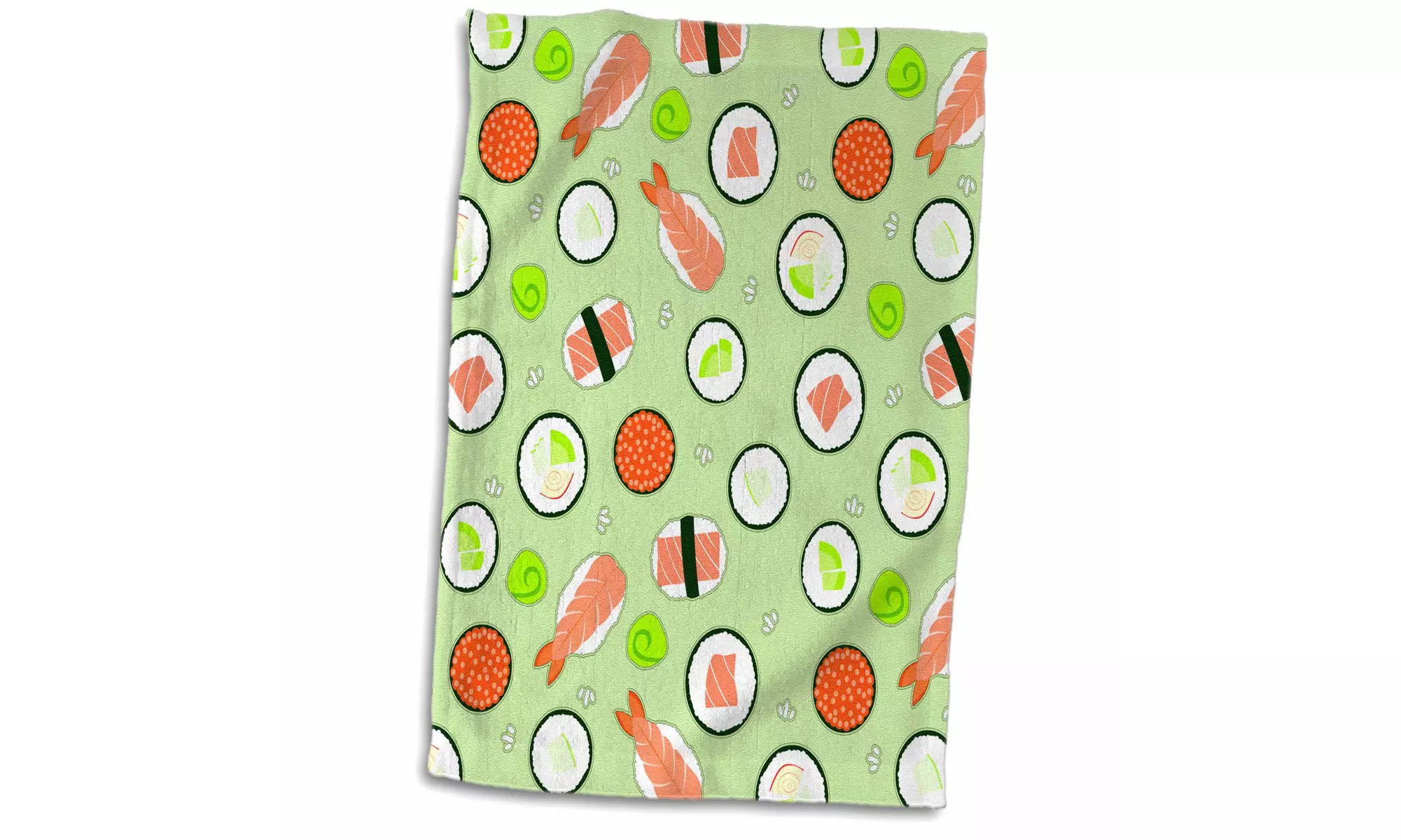  Towel - Cute Green Sushi Pattern - 15 by 22-inches  - Primary Image